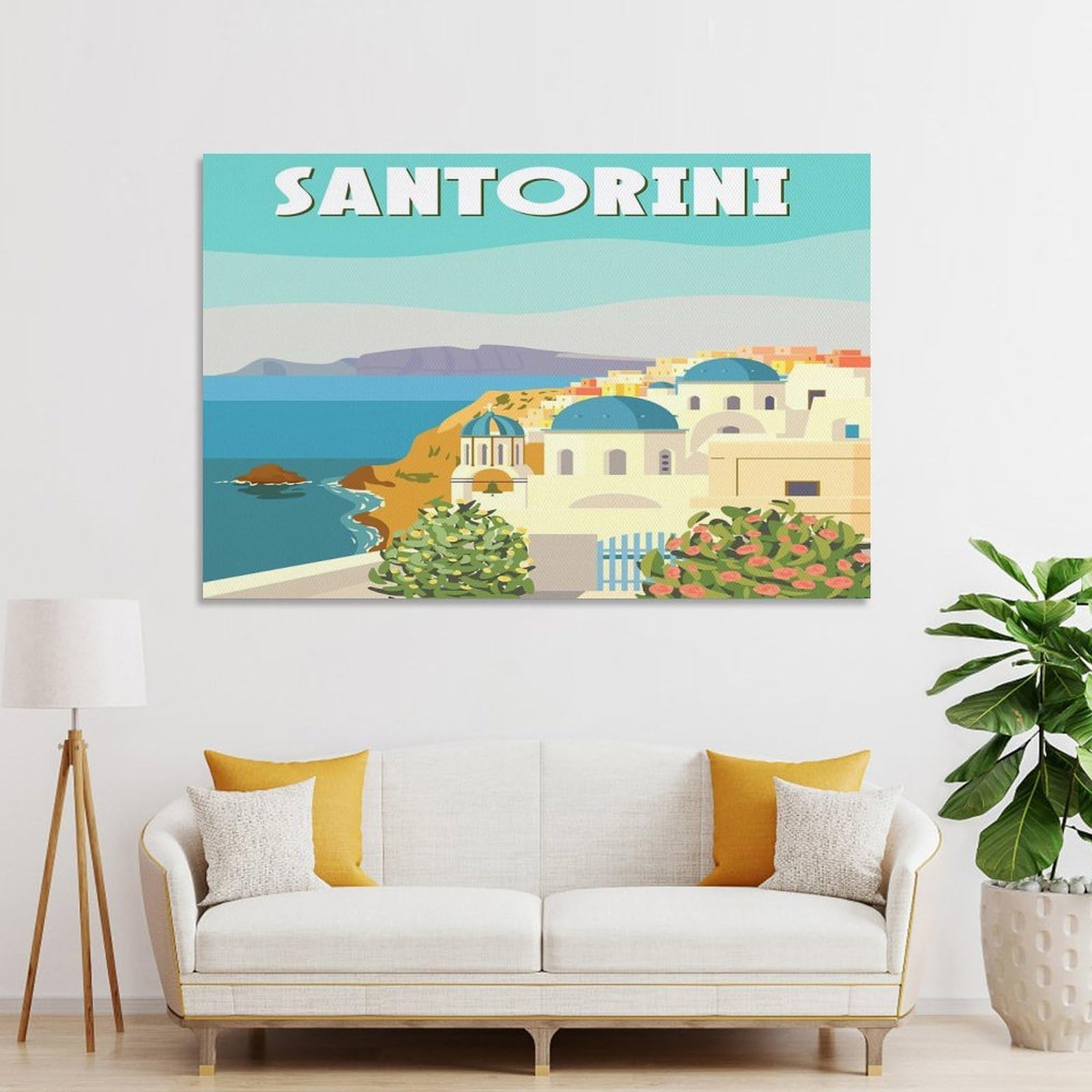 Junmoney Wall Art Print Santorini Travel (3), 24x36inch(60x90cm), for Bedroom Decor, Cosy Corners Or Studios, Decorative Wall Art for Cosy Rooms