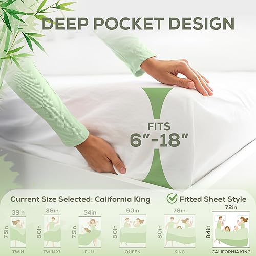 Miniatura 4 de Protector de colchón de lujo California King, protector de colchón 100% impermeable y parte superior de viscosa de bambú 100% Transpirable,
