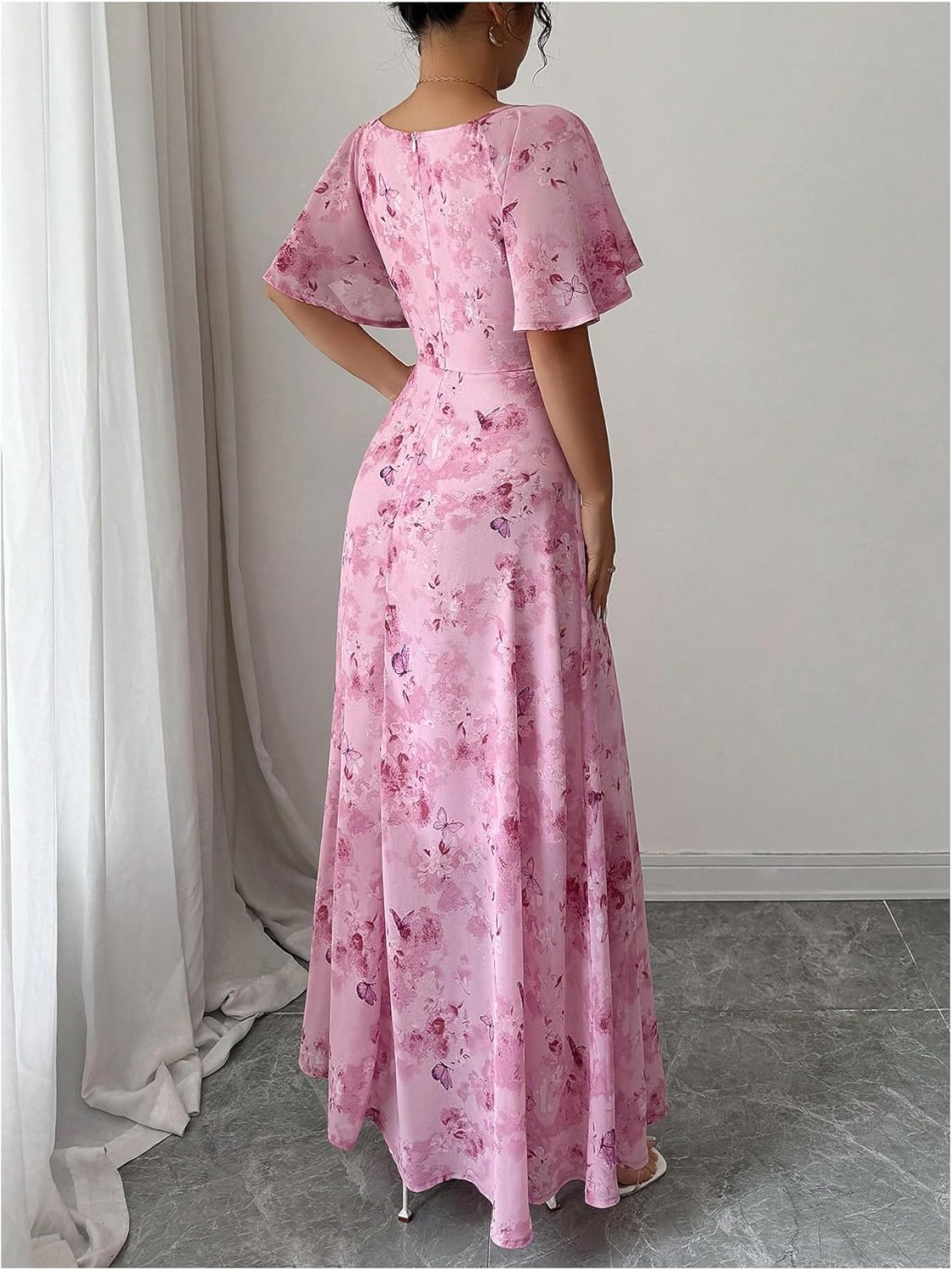 Floerns Women's Butterfly Short Sleeve Boho Maxi Dress Sweetheart Neck Vacation A Line Dresses - Image 3