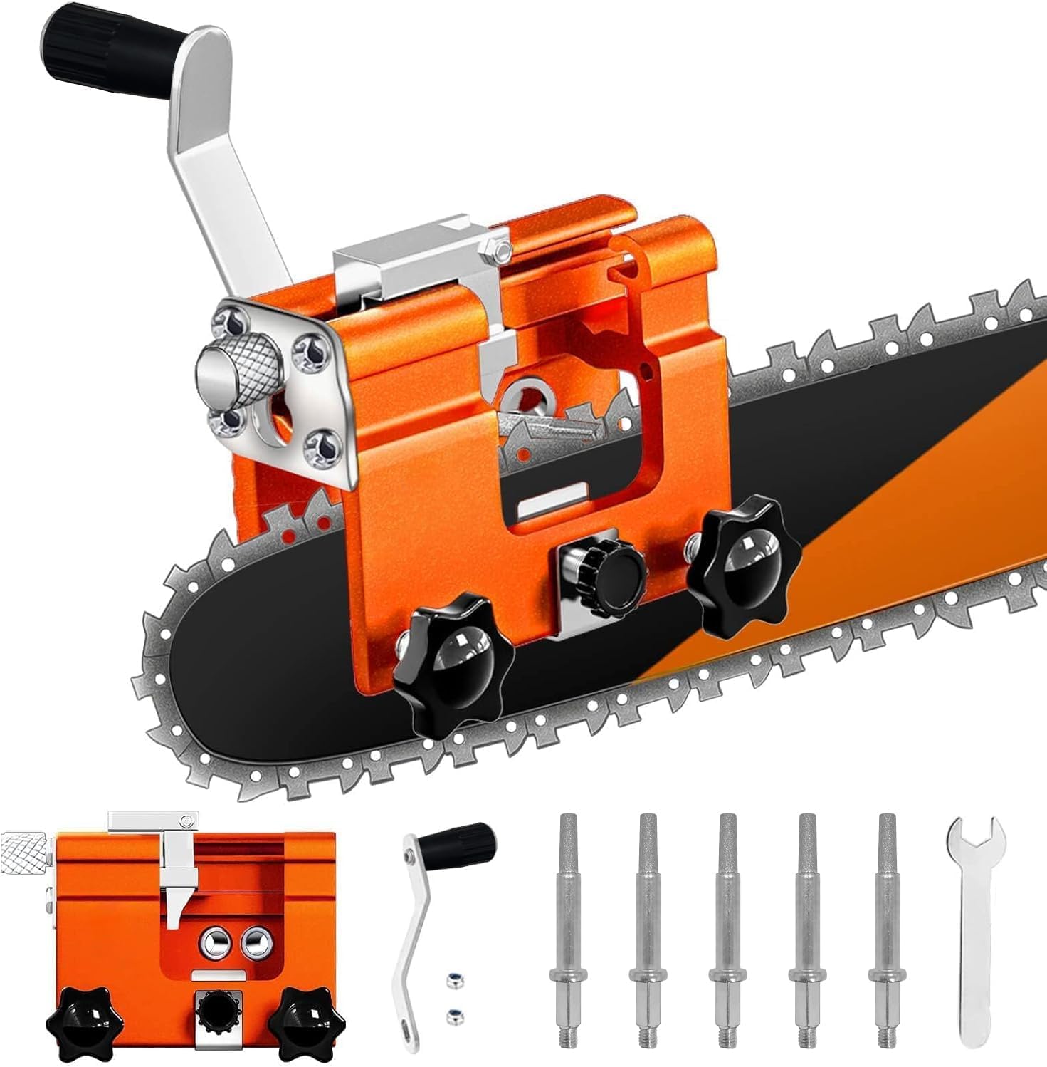 QTG Manual Chain Saw Sharpener,Adjustable Clamp & Precision Guide,Portable Metal Attachment,8-22" Chain/Electric Saws
