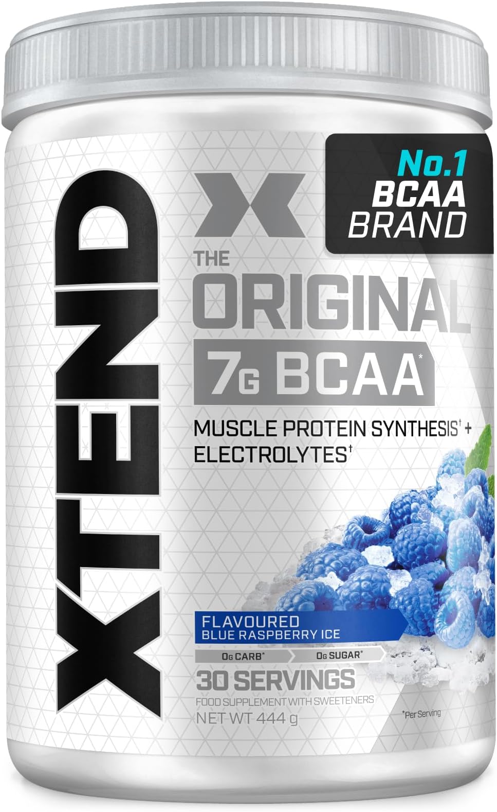 XTEND Original BCAA Powder Blue Raspberry Ice 30 Servings | 7g BCAAs Per Serving | Sugar Free Branched Chain Amino Acids and Electrolytes Powder for Post Workout Muscle Recovery and Hydration