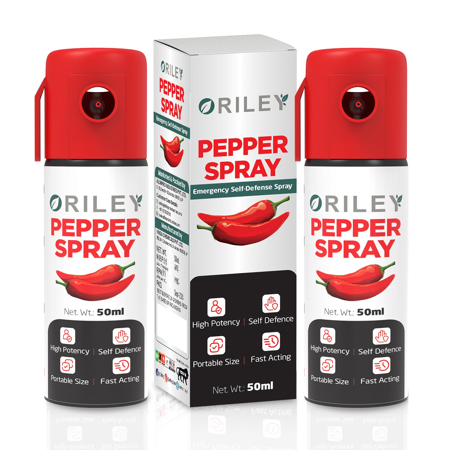 ORILEY 50ml Self Defence Pepper Spray Reliable Range Pocket Size Self-Defense Protection & Safety for Girl Women and Men (Pack of 2)-image-39
