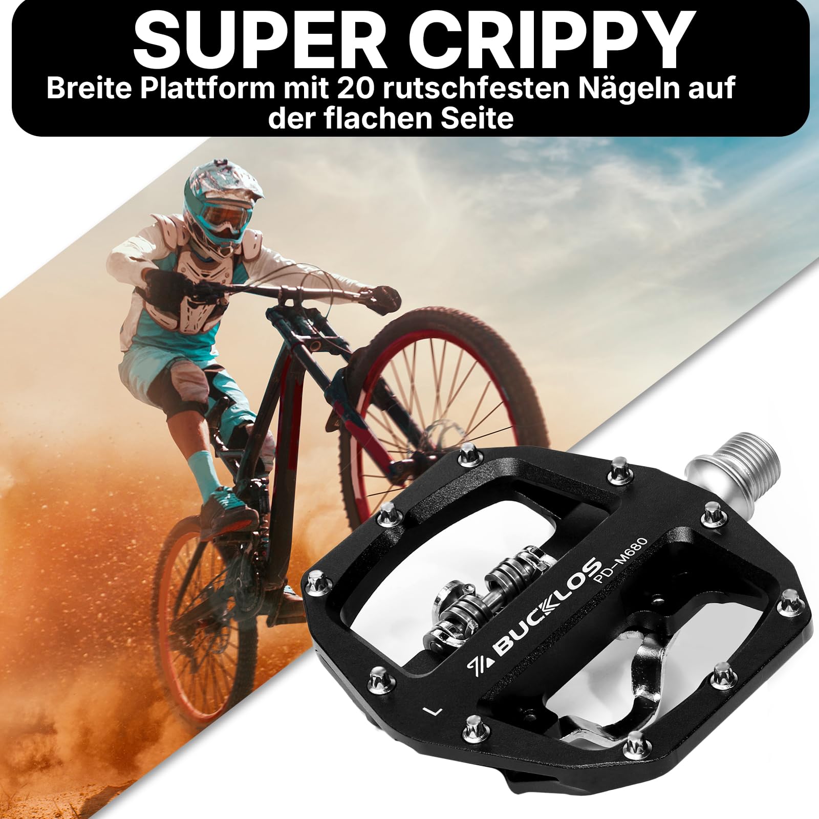 Pedali SDD per bicicletta – pedali a scatto per mountain bike in alluminio con lato piatto SPD – pedali a scatto MTB per bici da corsa con cuscinetti sigillati compatibili con pannelli SPD