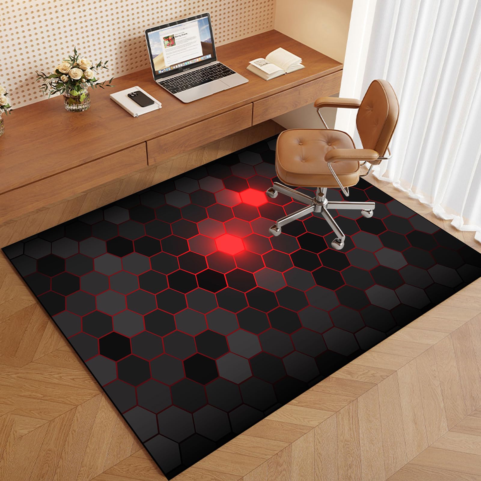 Bodenschutzmatte für Teppiche rutschfest, Rechteckig Bodenmatte, Stuhlunterlage Gaming Bürostuhl Stuhlmatten, Bürostuhl Matte, Schreibtischstuhl Unterlage für Parkett, Laminat, Hartböden 120 x 140 cm