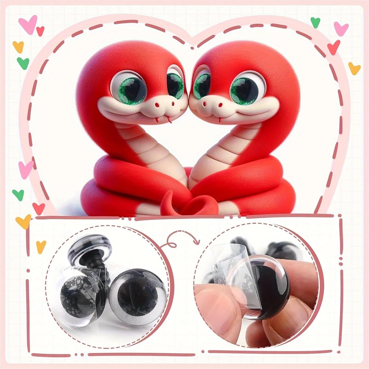 Safety Eyes 100pcs Safety Eyes for Crocheting Sparkle with Washers, 12/14/16/18/20/25/30mm Glitter Mixed Colors for Amigurumi Crochet DIY for Crochet Lovers Christmas Decorations(1.18inch(30mm))