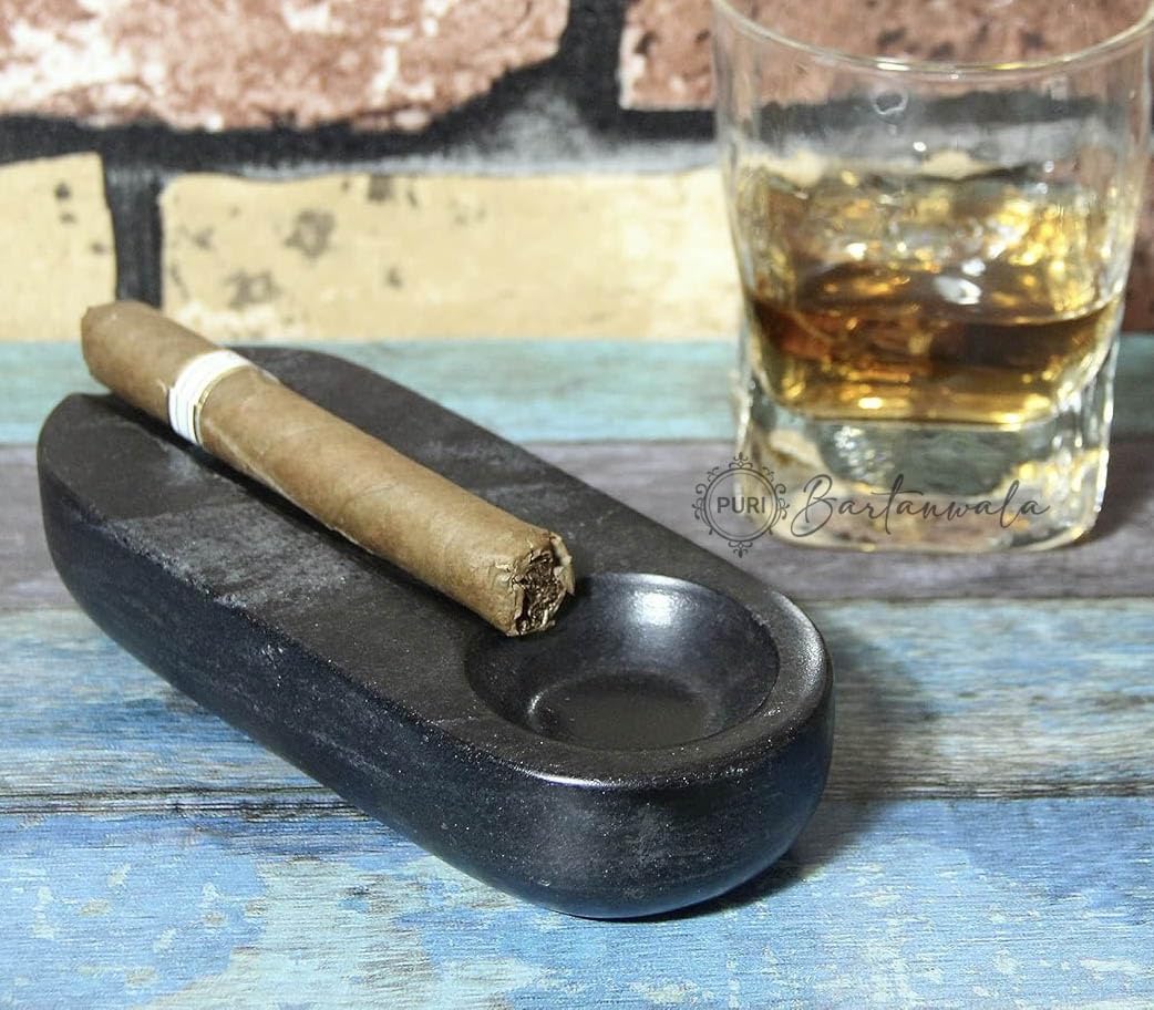 PURI - Marble Cigar Ashtray - Black/Grey-image-23
