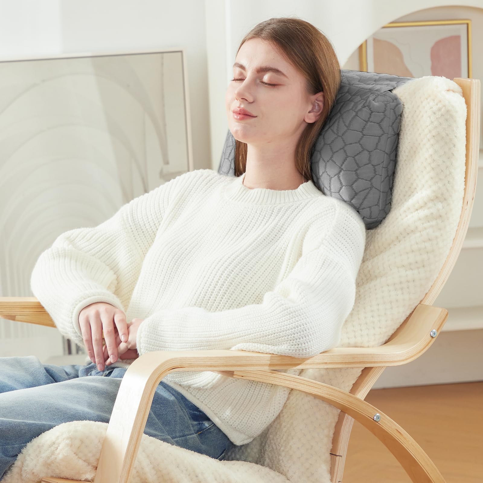 Headrest Pillow for Recliner with Adjustable Shredded Memory Foam, Neck Pillow for Recliners and Armchairs, Sofa Office Chair Couch,Non-Slip Head Neck Support Pillow for Chair Small Chair Pillows