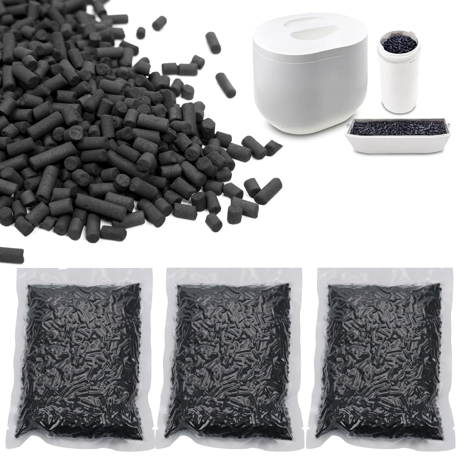3 Pack Charcoal Refills for Lomi Smart Waste Kitchen Composter, 1.5 Pounds (Activated Charcoal Filters Keep Your Kitchen Smelling Fresh and Odour-Free)