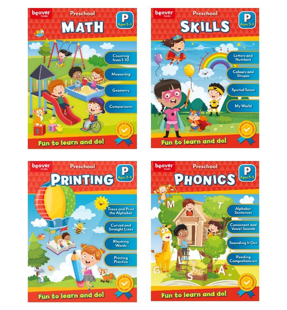 PAPP Head Start Workbooks for Kids Ages 3-5, Fun Preschool Workbooks for Learning Reading and Writing Basics, Before School Workbooks with Math, Printing, Phonics, and Skills