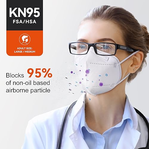 Miniatura 2 de KN95 - Cubrebocas desechables para adultos, paquete de 100 mascarillas KN95 ajustables, protección de 5 capas, transpirable, cómodo, respirador,