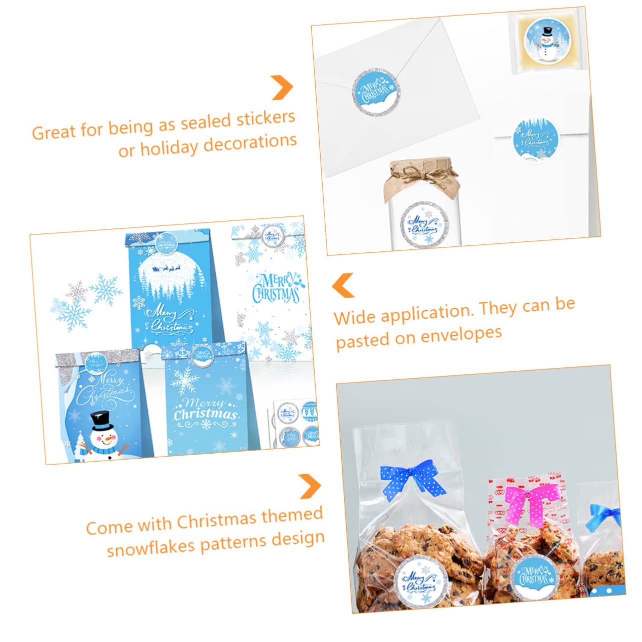 VILLCASE 8 Set Di Adesivi Sigillanti Con Fiocchi Di Neve Di Natale Etichette Di Carta Autoadesive Colla Necessaria Ideali Per Buste Scatole E Biglietti Di Auguri 20 Fogli*8