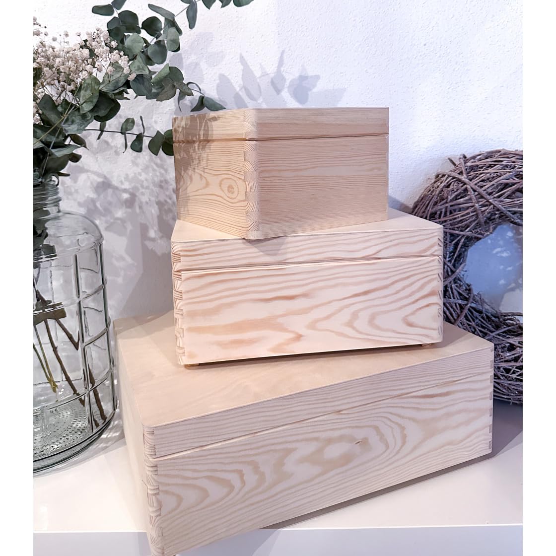 minimutz Erinnerungskiste Kindergarten - Personalisiert mit Name - Erinnerungsbox mit Regenbogen und Gravur - Holzbox mit Deckel L (40 x 30 x 13,5 cm)