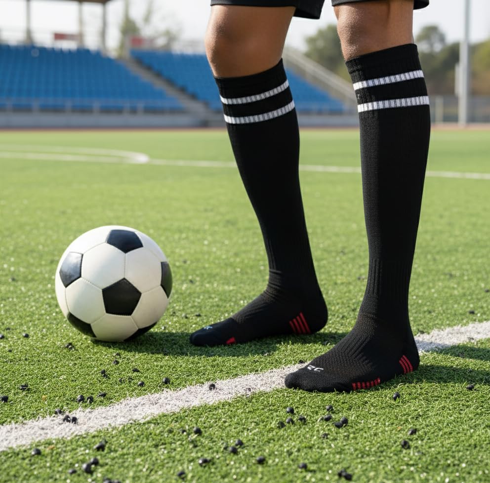 Image of RC. ROYAL CLASS Football Socks -Knee High Unisex, Cushioned Sole, Hi-Performance, Soft & Breathable,Ventilated,Moisture Wicking,Anti-Odour,Football /Soccer Socks For Kids to Adults-Pack of 1 Pair