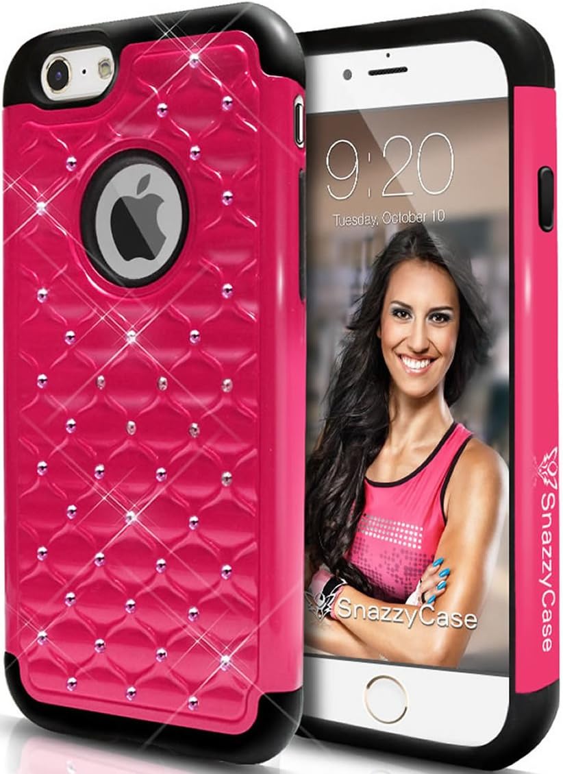 iPhone 6 Case, SNAZZYCASE [Star Bling] Pink iPhone 6 Case (4.7-inch), For Girls & Women [Glossy Cherry Pink] Dual Layer Protection [Soft Hard Tough Case] Designer iPhone 6 Case - Premium Custom Slim Fit