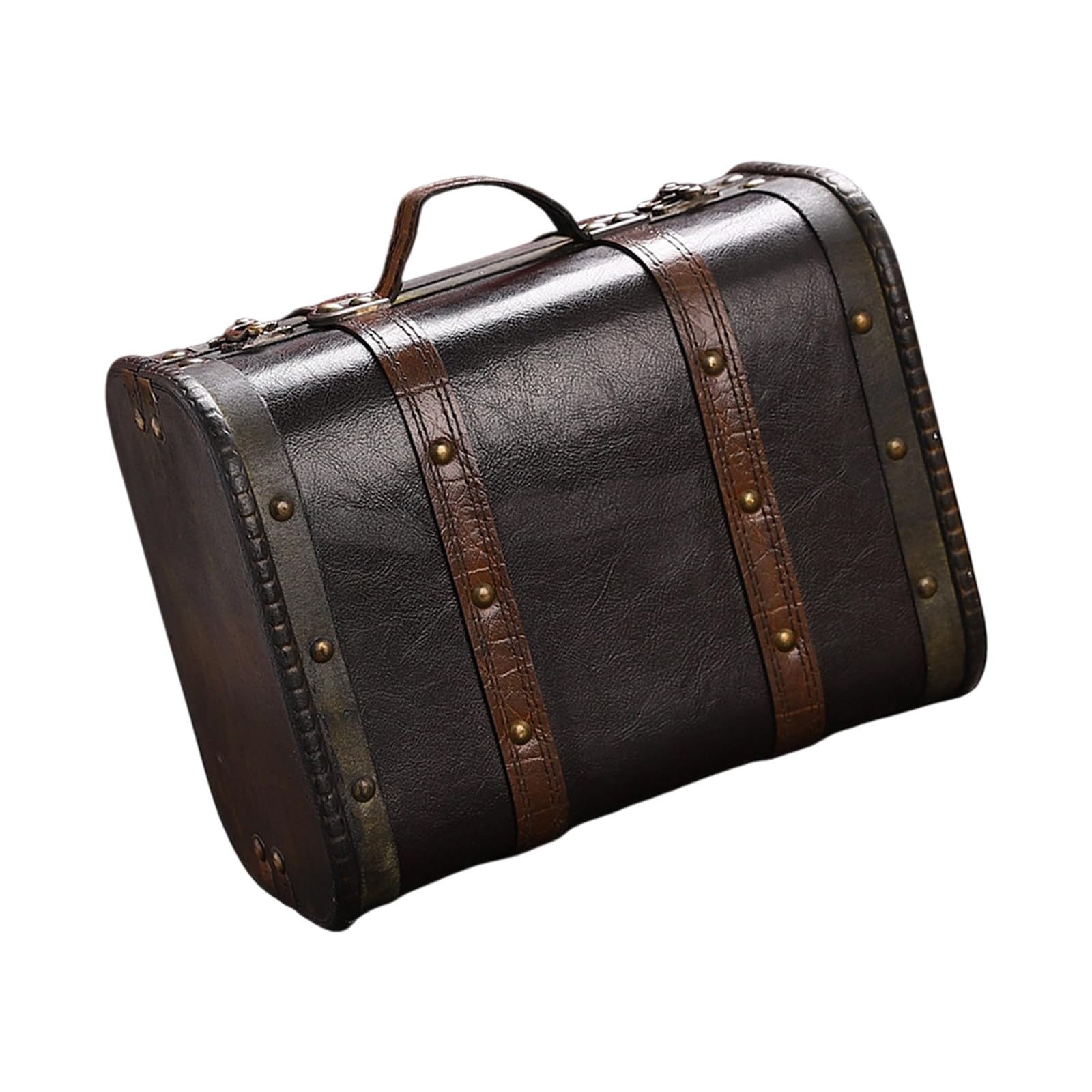 Hsioluted Wooden Case Leather Handle Cover Multipurpose Household Antique Wood Box Leather Carry Handle Portable Storage