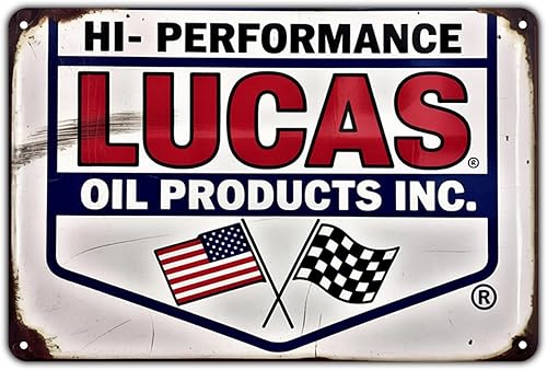 Lucas Oil Products INC HiPerformance tin sign Vintage Racing Automotive Metal Sign Print Aesthetic for Garden Yard Bar Porch Home Bedroom Kitchen