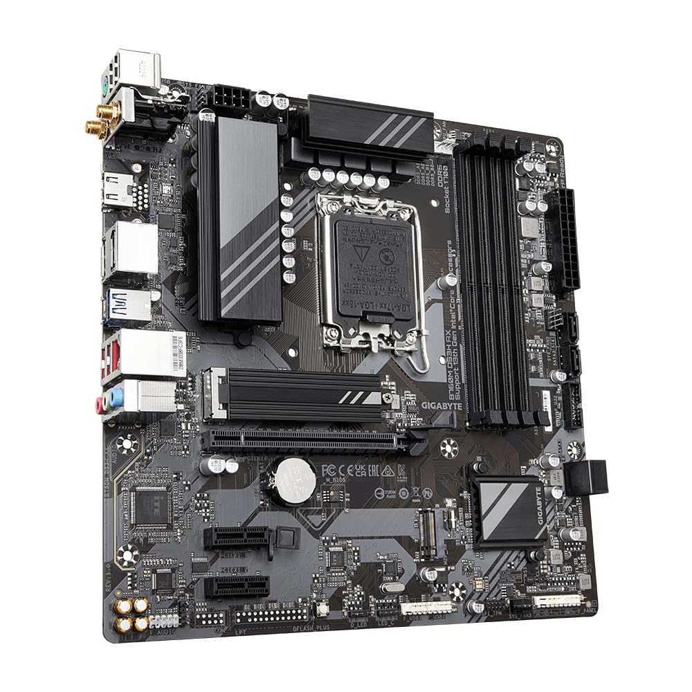 GIGABYTE B760M DS3H AX Scheda Madre - Supporta processori Intel Core 14ª generazione, VRM digitale a 6+2+1 fasi, fino a 7600MHz DDR5 (OC), 2x PCIe 4.0 M.2, Wi-Fi 6E, LAN 2.5GbE, USB 3.2 Gen 2
