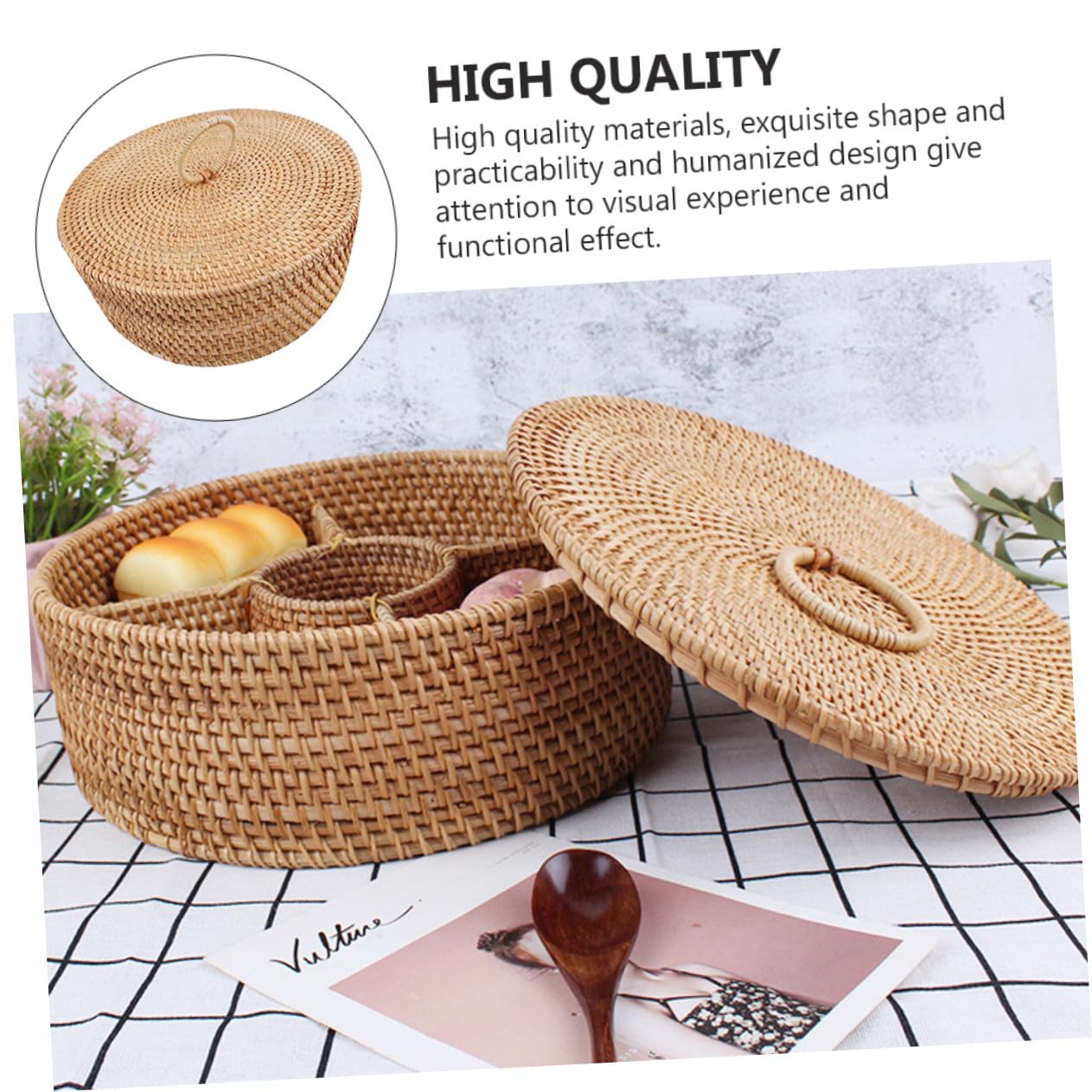 Ciieeo Cesto Portaoggetti senza Sbavature Stile Vintage con Coperchio in Legno Lavorazione Fine Scatola per Snack e Dolci la Casa