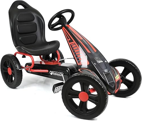 Miniatura 9 de Hauck Pedal ciclón Go Kart con asiento de cubo ajustable, ruedas de plástico de espuma EVA de 12 pulgadas, freno de mano para ruedas traseras,