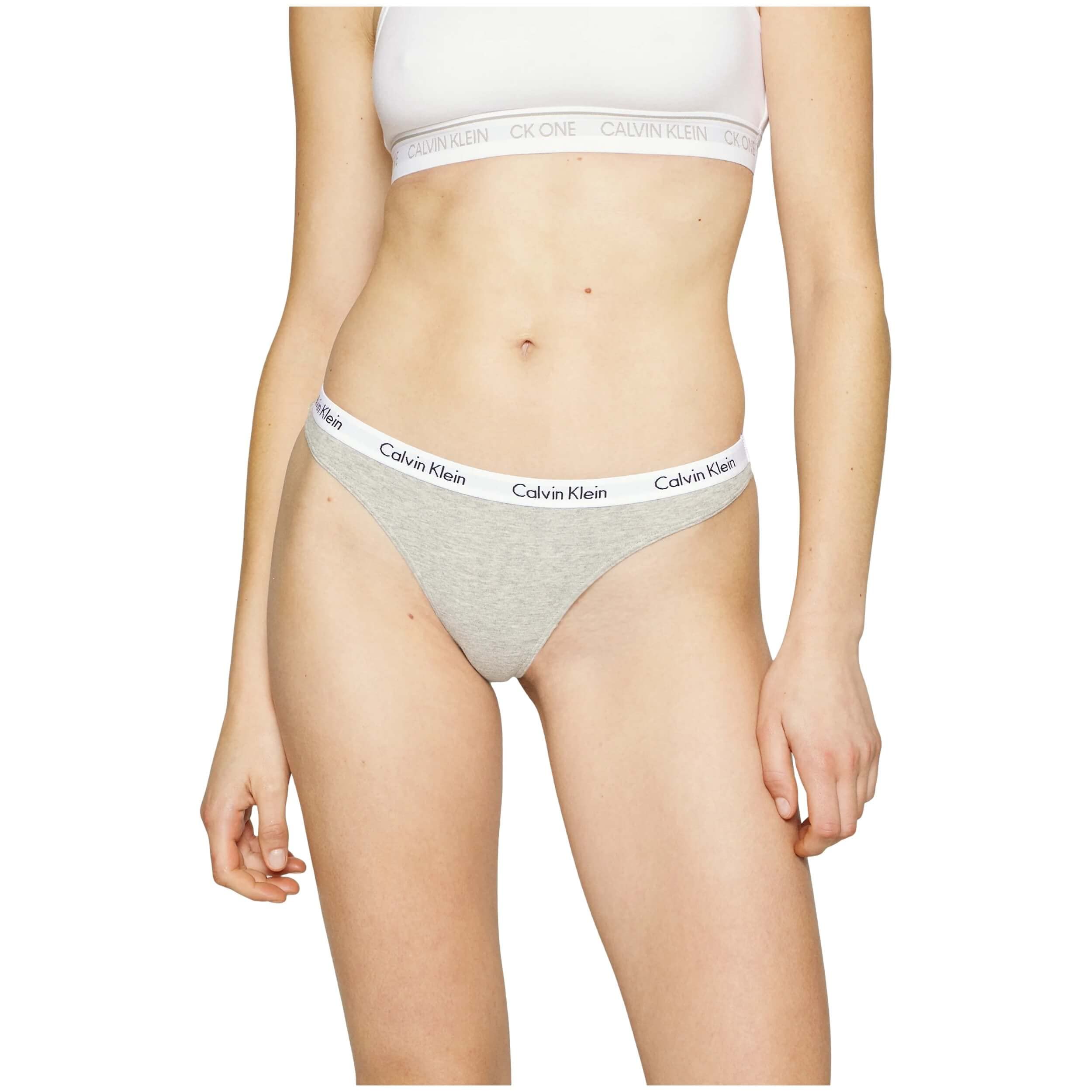 Calvin Klein Damen 3er-Pack Strings Thong 3 PK mit Stretch, Pink/Grey/Rainer Stripe Silver, L