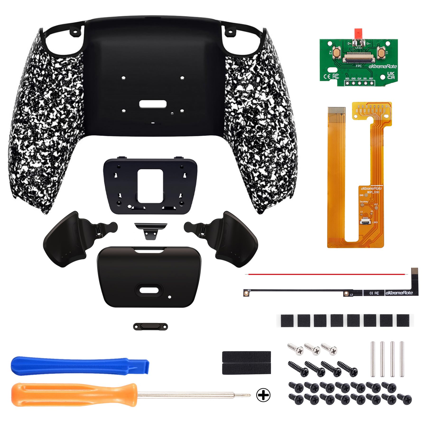 eXtremeRate RISE Remap Kit Programmabile per ps5 Controller BDM-030/040/050,Palette Cover Posteriore Tasti Pulsanti Aggiuntivi Back Button per ps5 Joystick(BDM-030/040/050)-Bianco Antiscivolo
