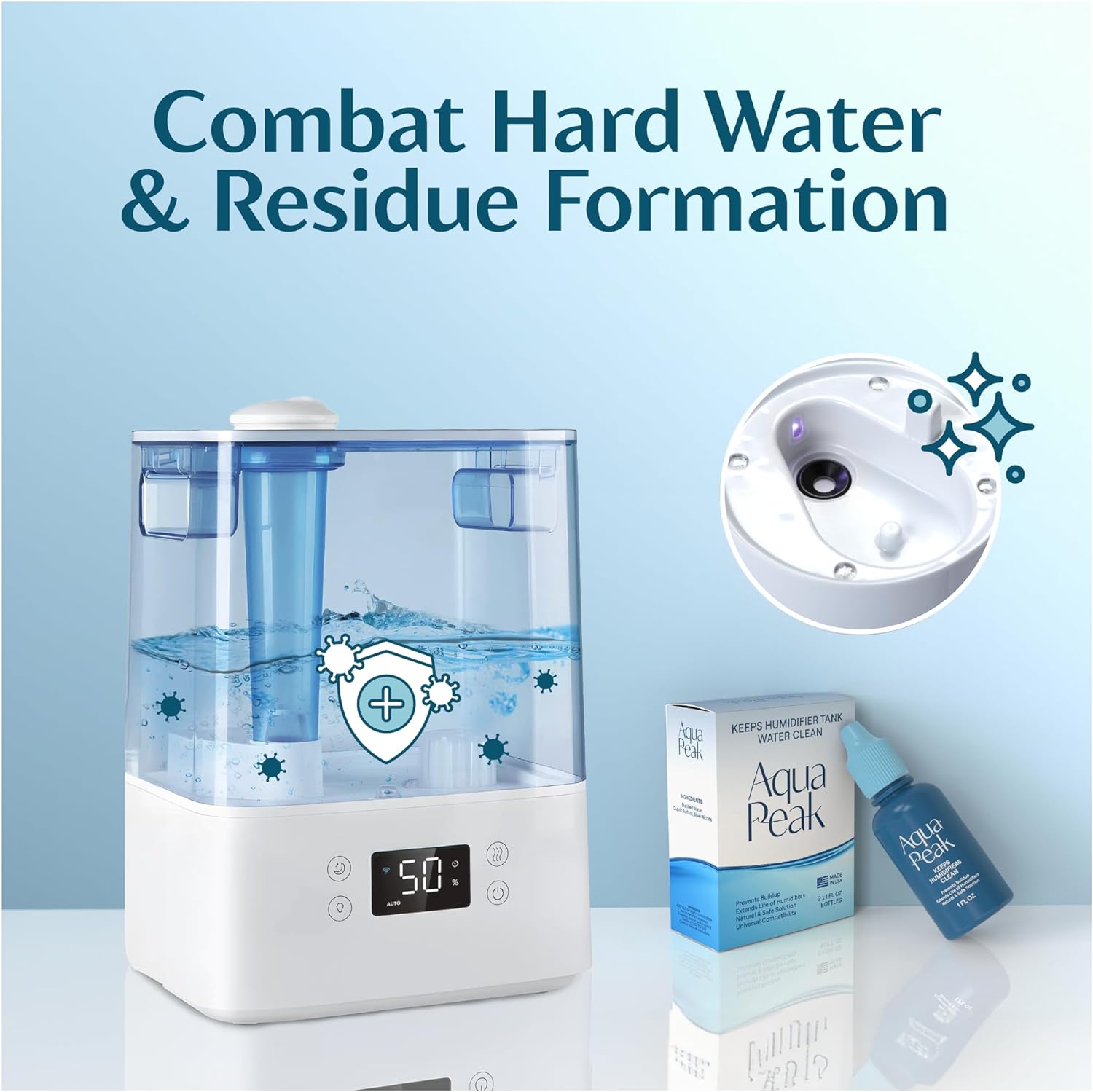 [2-Pack] Humidifier Drops for a Clean Tank - 400+ Uses - Food Grade Humidifier Cleaner - Slows Residue Accumulation and Scaling - Made in USA - Humidifier Water Treatment Cleaning Solution