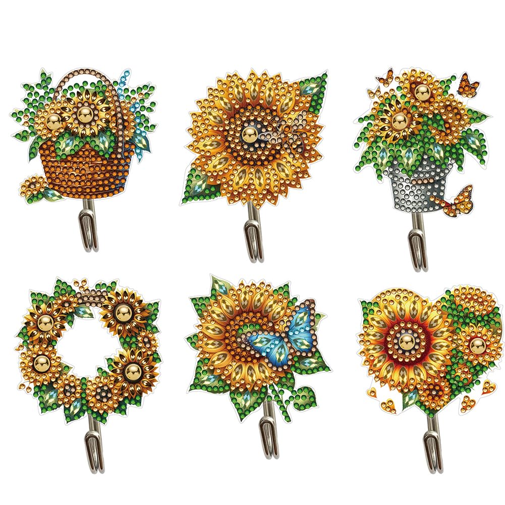 Fiorky Q 6Pcs Plants Rhinestone Painting Keychain Hanger Diamond Painting Art Hooks Diamond Art Craft Wall Hooks For Home Office Decor, Forty Gifts