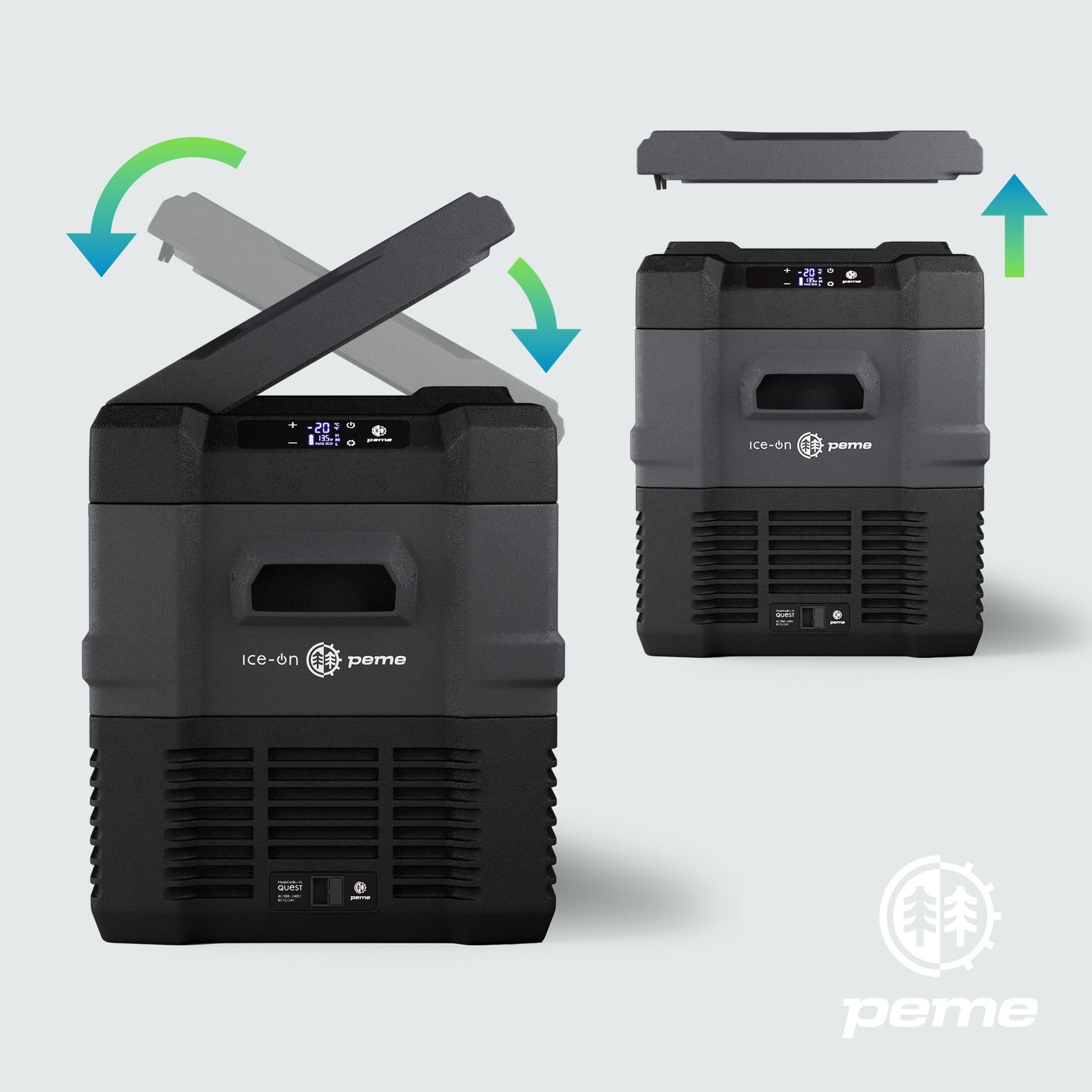 Peme Kühlbox Auto Kompressor Elektrisch Camping Kühlschrank Tragbar 35,3L 12V 24V 220-240V LCD Display
