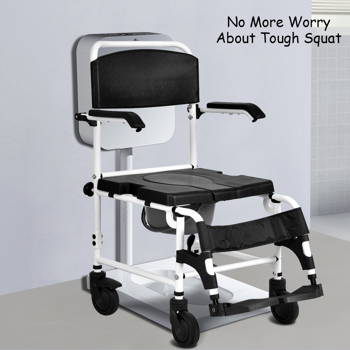 Buy Giantex Shower Wheelchair Over Toilet with Commode Lift Arms
