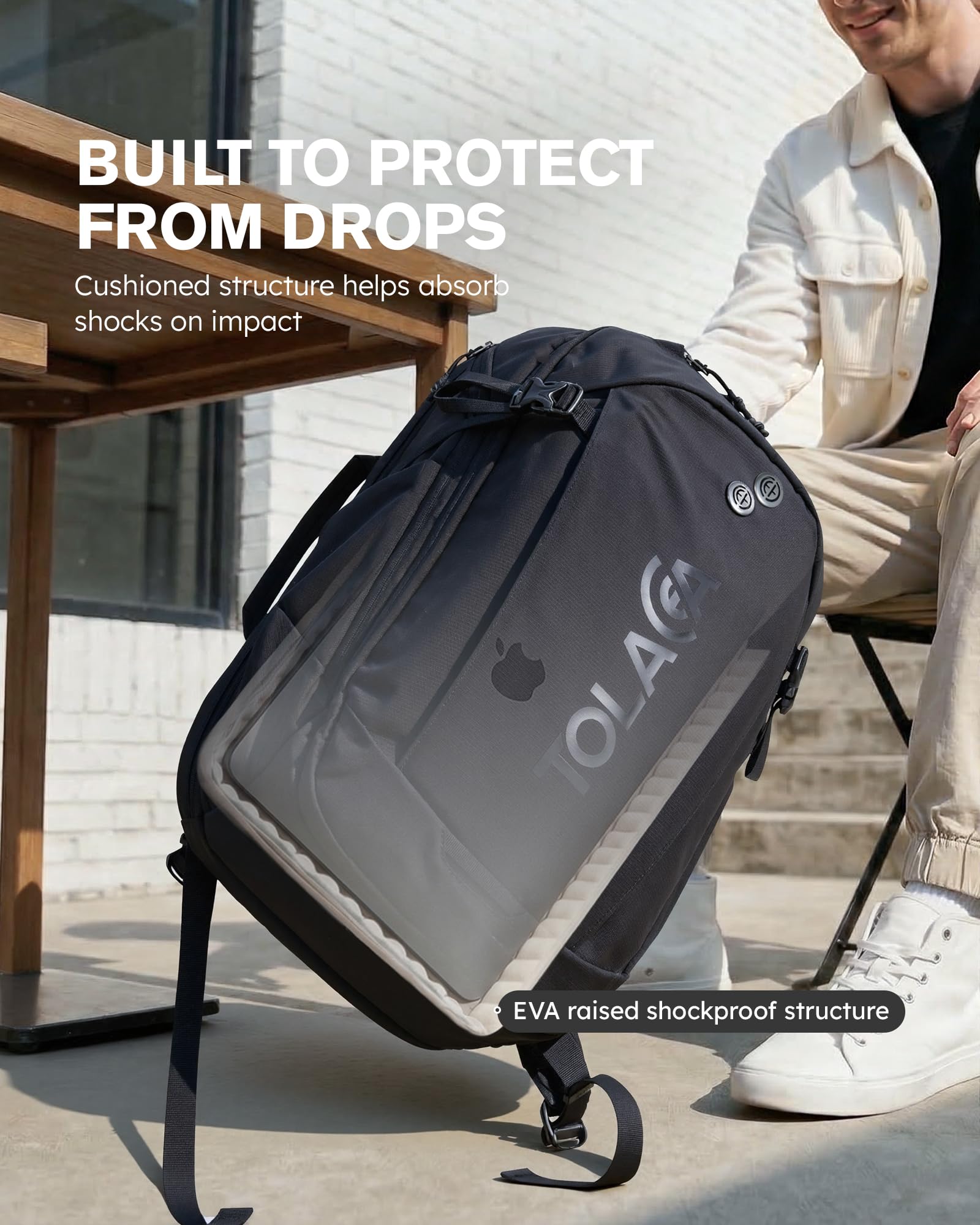 Tolaccea Zaino Porta PC con scomparto EVA per Laptop 15,6″ – Zaino da Viaggio 32L, Zaino Uomo Lavoro e Bagaglio a Mano per Aereo, Resistente all’Acqua e Antifurto, con Tasca Umida e Cerniere YKK