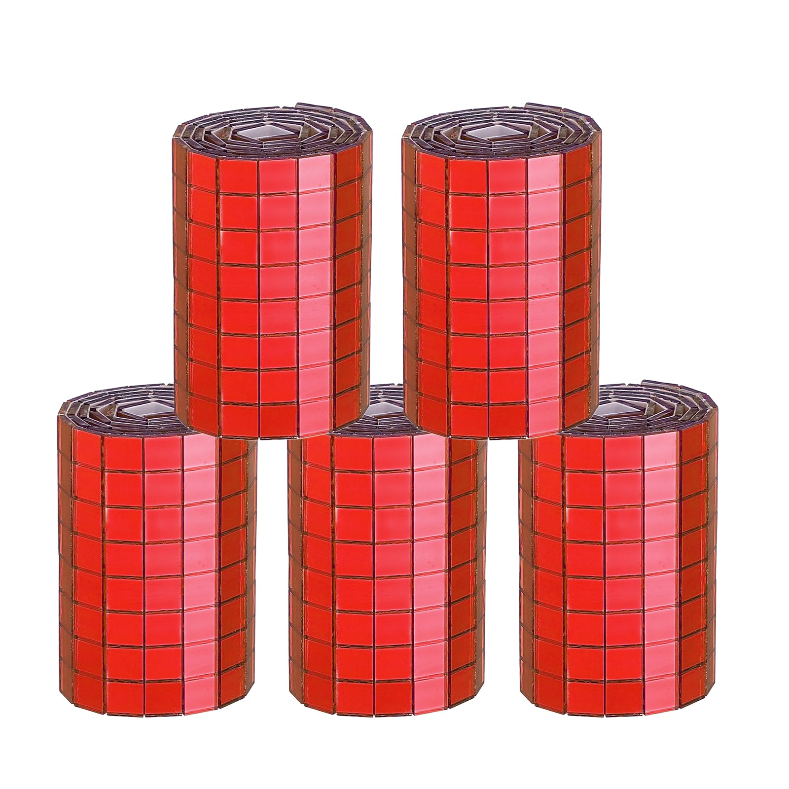 sourcing map 2400 Pcs Mirror Mosaic Tiles 5 x 5 mm Square Glass Self-Adhesive Disco Ball Mirror Tiles Sticker for DIY Craft Decoration Art Collage Card Making, Red