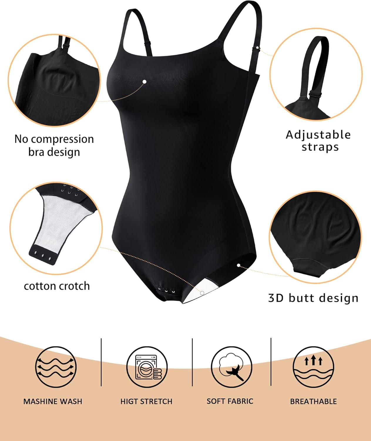 Shapewear Bodysuits For Women Tummy Control Seamless Sleeveless Body Shaper Body Suit XS-XL - Image 5