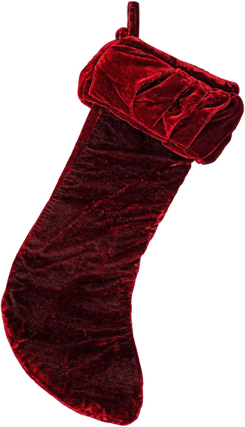 Vickerman 8" x 19" Plush White Velvet Christmas Stocking