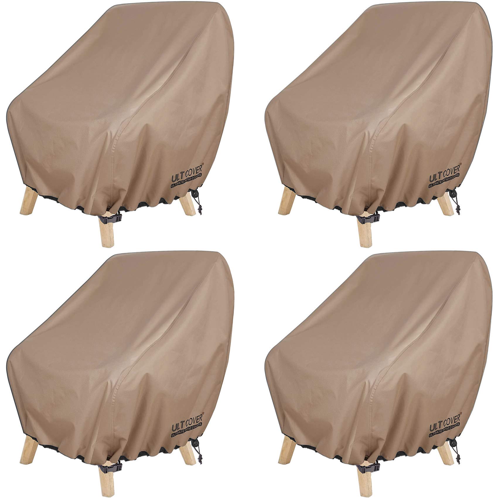 ULTCOVER Waterproof Patio Chair Cover – Outdoor Lounge Deep Seat Single Lawn Chair Cover 4 Pack Fits Up to 28L x 30W x 32H...