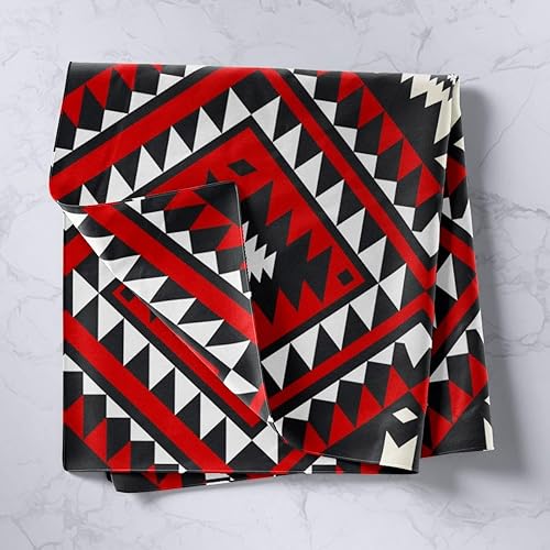 Miniatura 2 de Erosebridal Tapices rústicos occidentales grandes de 59 x 82 pulgadas, tapiz azteca rojo y negro para dormitorio, tapiz bohemio del suroeste para