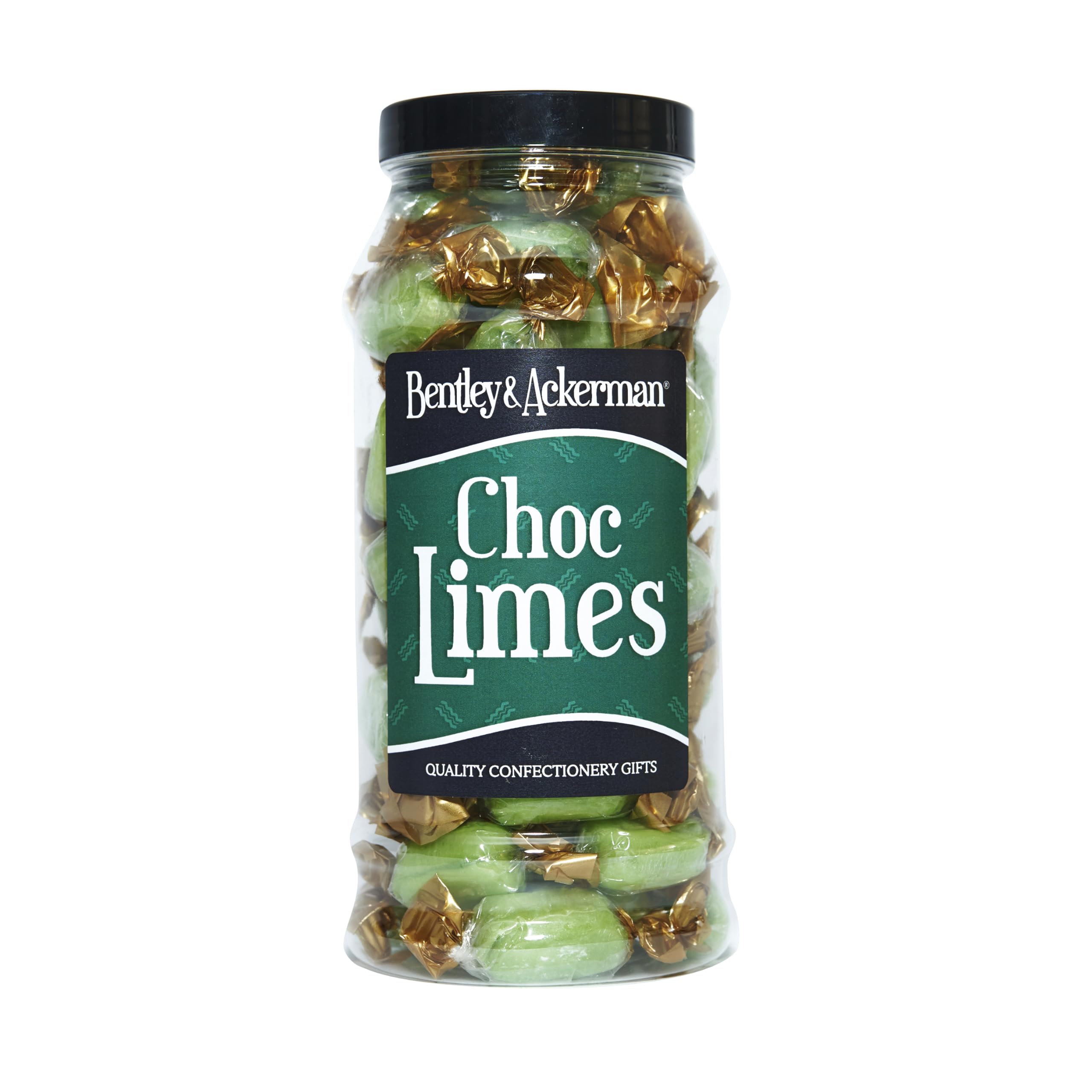 Chocolate Limes Sweets (430g) Original Retro Choc Limes Sweets Gift Jar By Bentley & Ackerman's Sweet Shop.