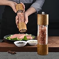 Vista 6 de Molinillo acrílico avanzado de sal y pimienta, molinillo de pimienta de madera, molinillo de cerámica duradero con grosor ajustable para moler
