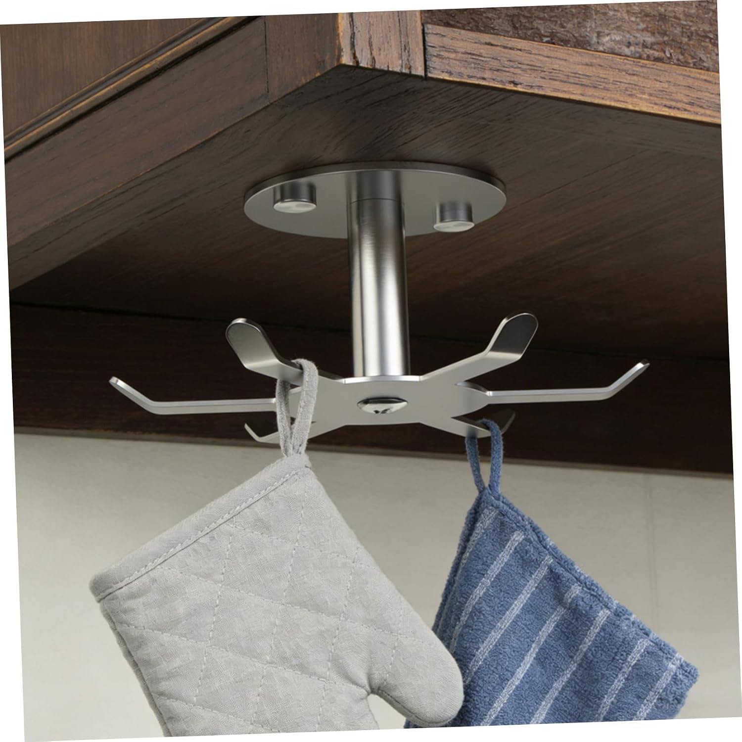 304 Stainless Steel Kitchen Rotating Hooks 360° Swivel Heavy Duty Utensil Hangers for Cabinet Storage, 2pcs Multi-Functional Wall Mount Cookware Organizer
