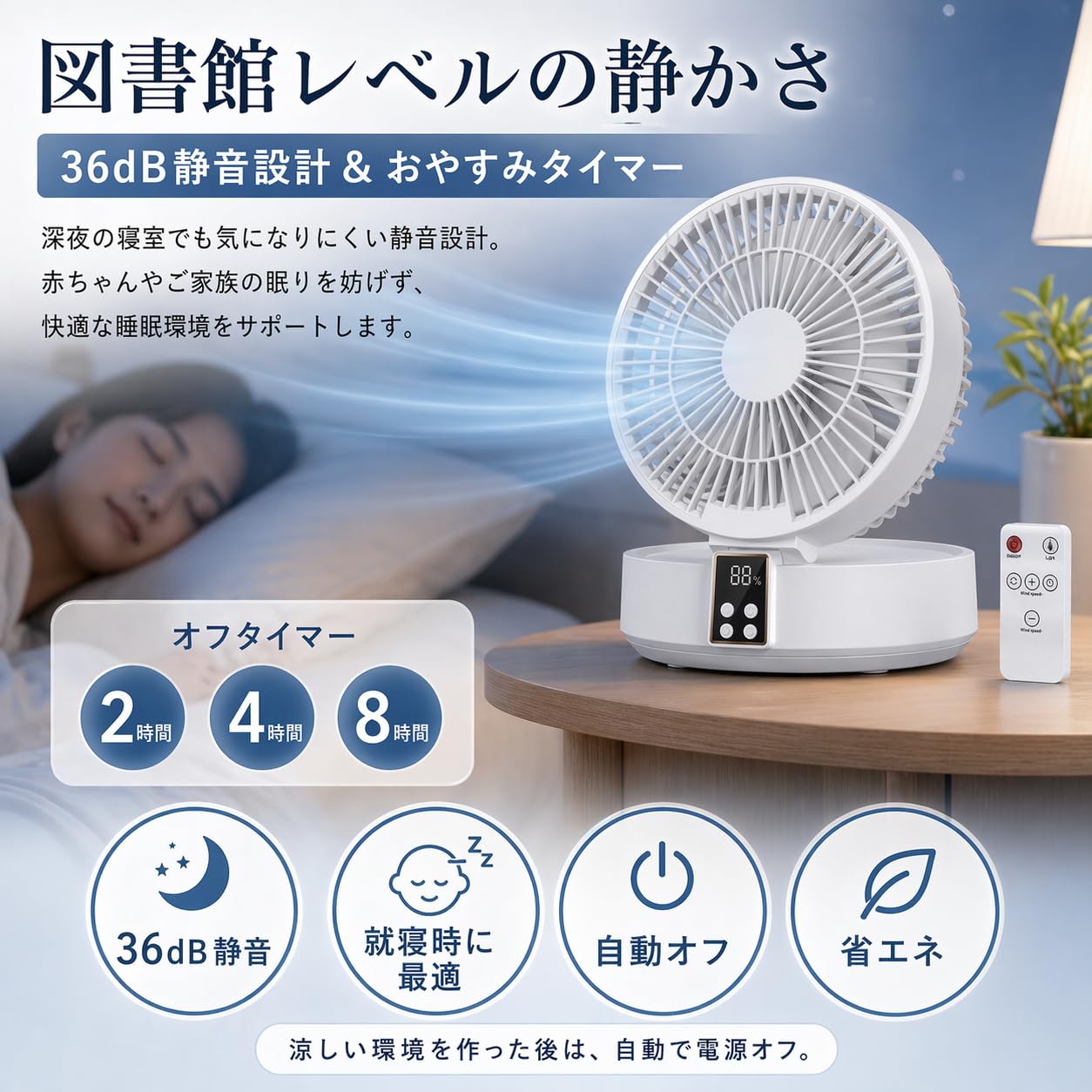 Amazon | サーキュレーター 卓上扇風機 折りたたみ式 自动首振り Type