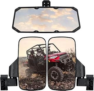 OFIG UTV Ranger Side Mirrors and UTV Center Mirror Set Compatible With Polaris Ranger 500 570 900 1000 XP with Pro-Fit Profiled Tube