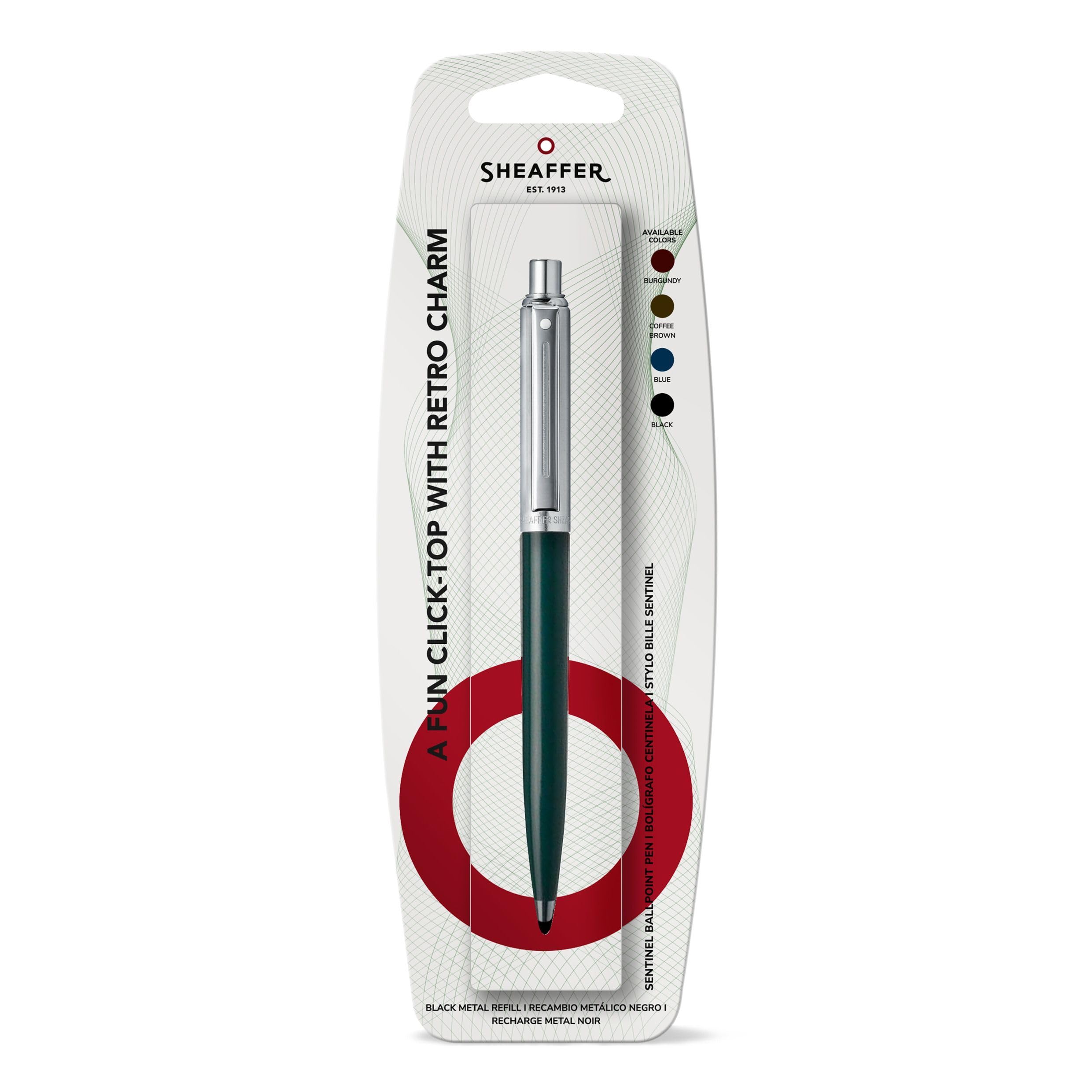 Bolígrafo Sheaffer Sentinel De Dos Tonos, Café Y Cromo Con Detalles Decorativos De Cromo
