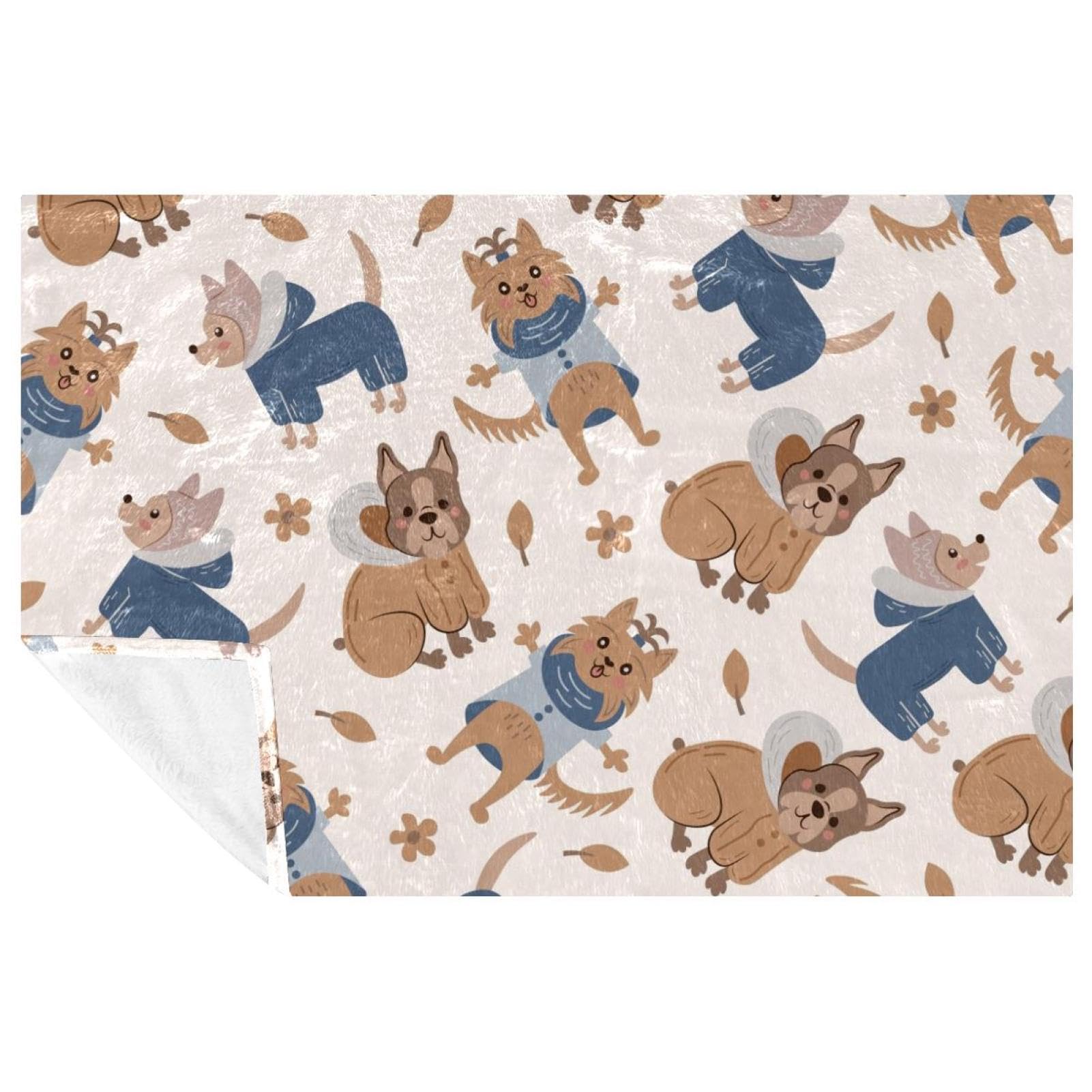 Couverture chaude imprimé chien plaid microfibre 150x100 isolation lit et canapé