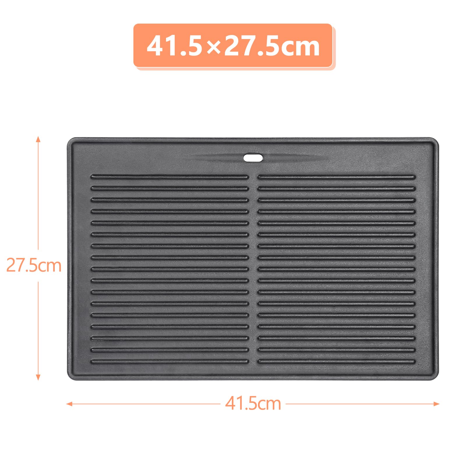 Denmay Żeliwna płyta grillowa 41,5 x 27,5 cm do grilla Tepro Toronto, TAINO Hero XL, Activa Angular, EL Fuego Montreal, EL Fuego Ontario grill na węgiel drzewny, uniwersalna płyta grillowa plancha