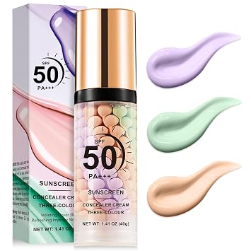 3 in 1 Color Correcting Serum, SPF Primer for Face Before Makeup, Sunscreen One Step Makeup Primer,SPF 50 PA+++ Isolation Cream,Color Correcting Facial Serum Oil Control & Moisturizing 1PCS