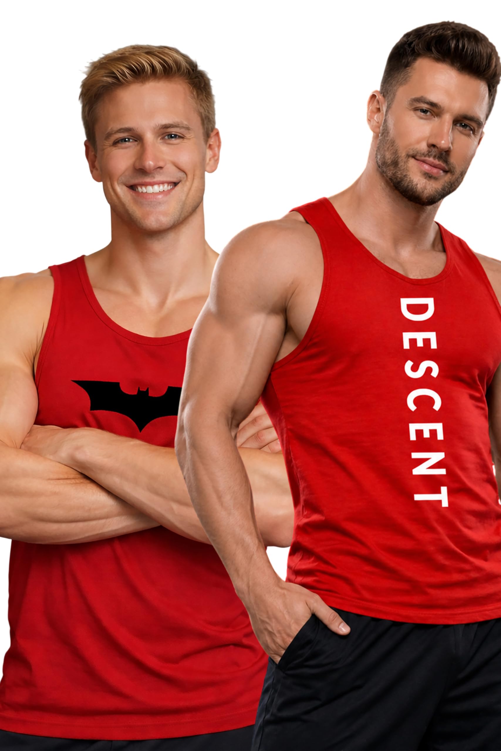 Polyester Letter Printed Vest for Men - Pack of 2 | Round Neck | Sleeveless | Regular Fit | Summer & Gym Wear Tank Top for Men-image-44
