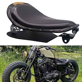 Buy DREAMIZER Brown Motorcycle Bobber Seat, Motorcycle Solo Seat With Spring Bracket Base Plate For Sportster Xl 883 1200 48 Chopper Custom