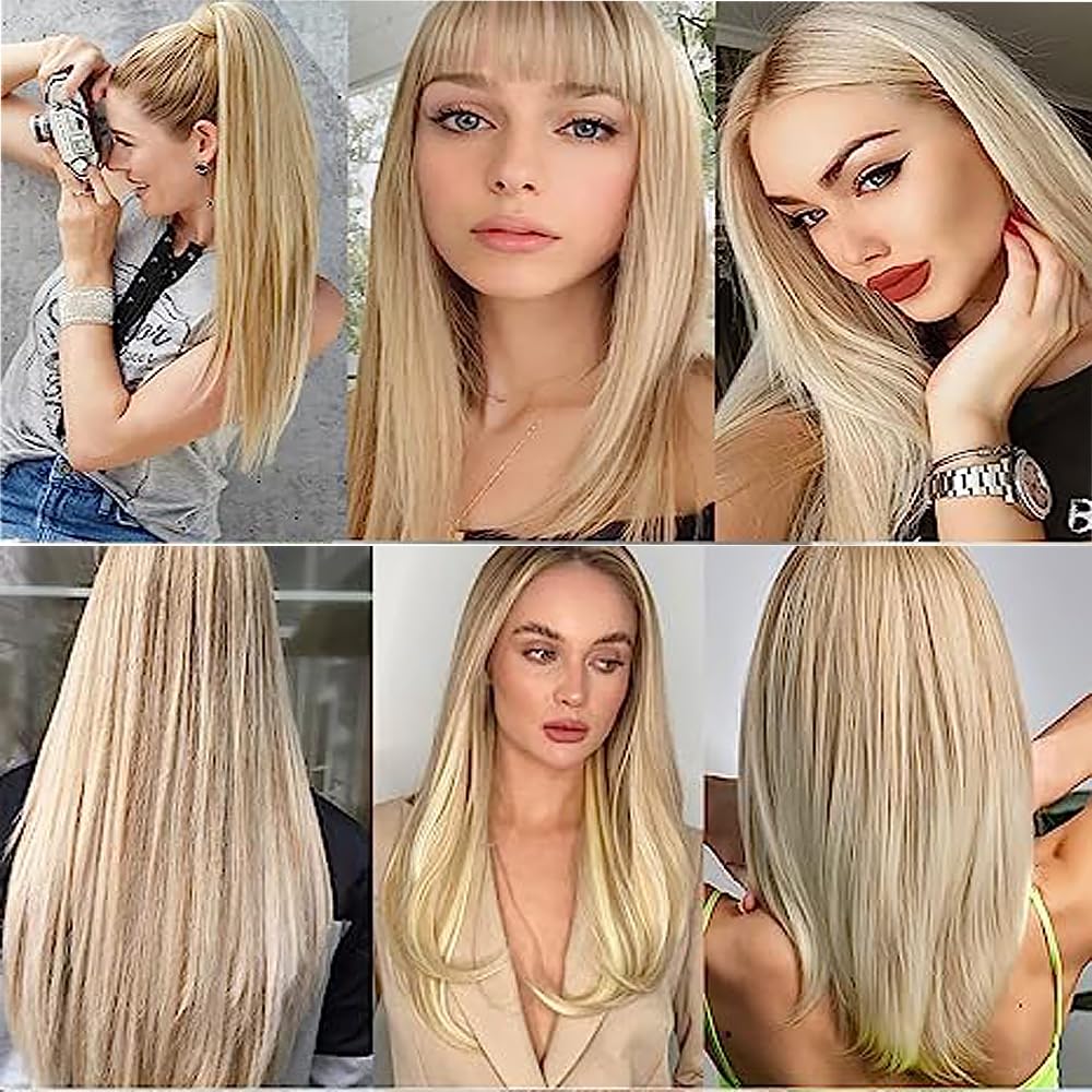 Highlight Bundles P27613 Blonde Straight Human Hair Bundle 613 Highlight Bundle Two Tone Honey Blonde Mixed With Blonde Human Hair 3 Bundles 12 14 16 Inch 300G