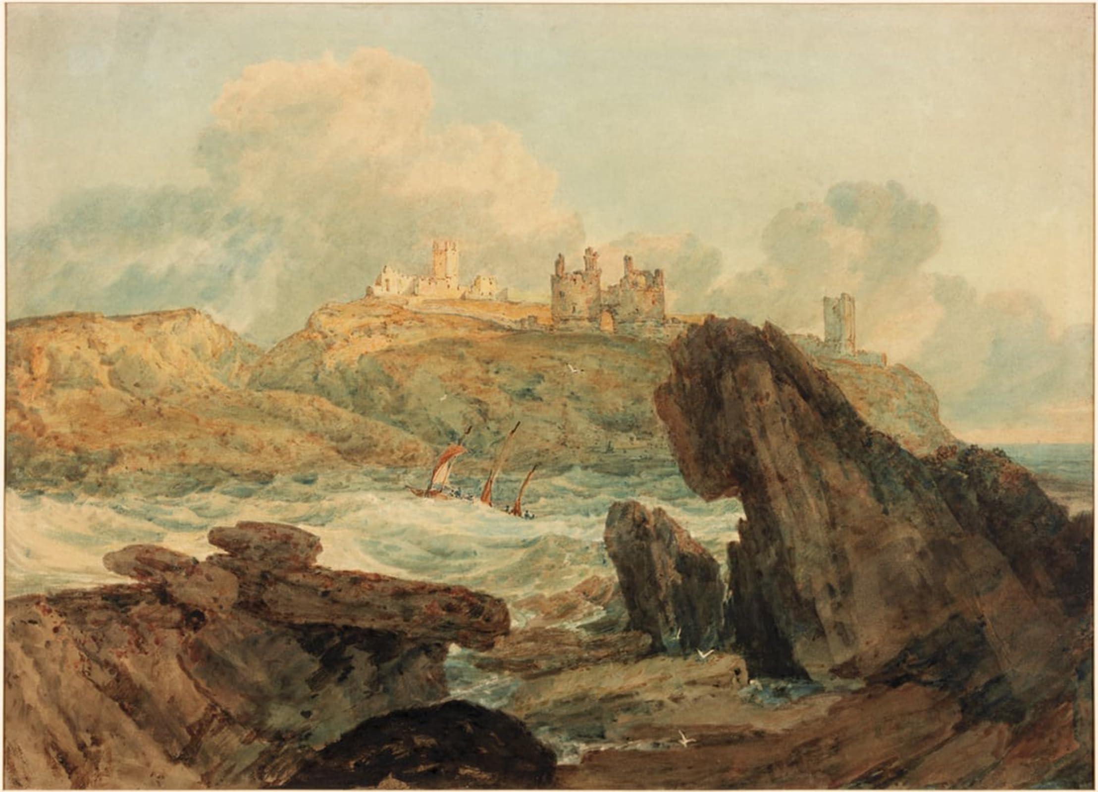 SERENDIPITP Abstract Painting Mural Print Picture Wall Decor Painting Dunstanburgh Castle by Mallord William Turner Vintage Wall Artwork for Home Decor 60x90cm