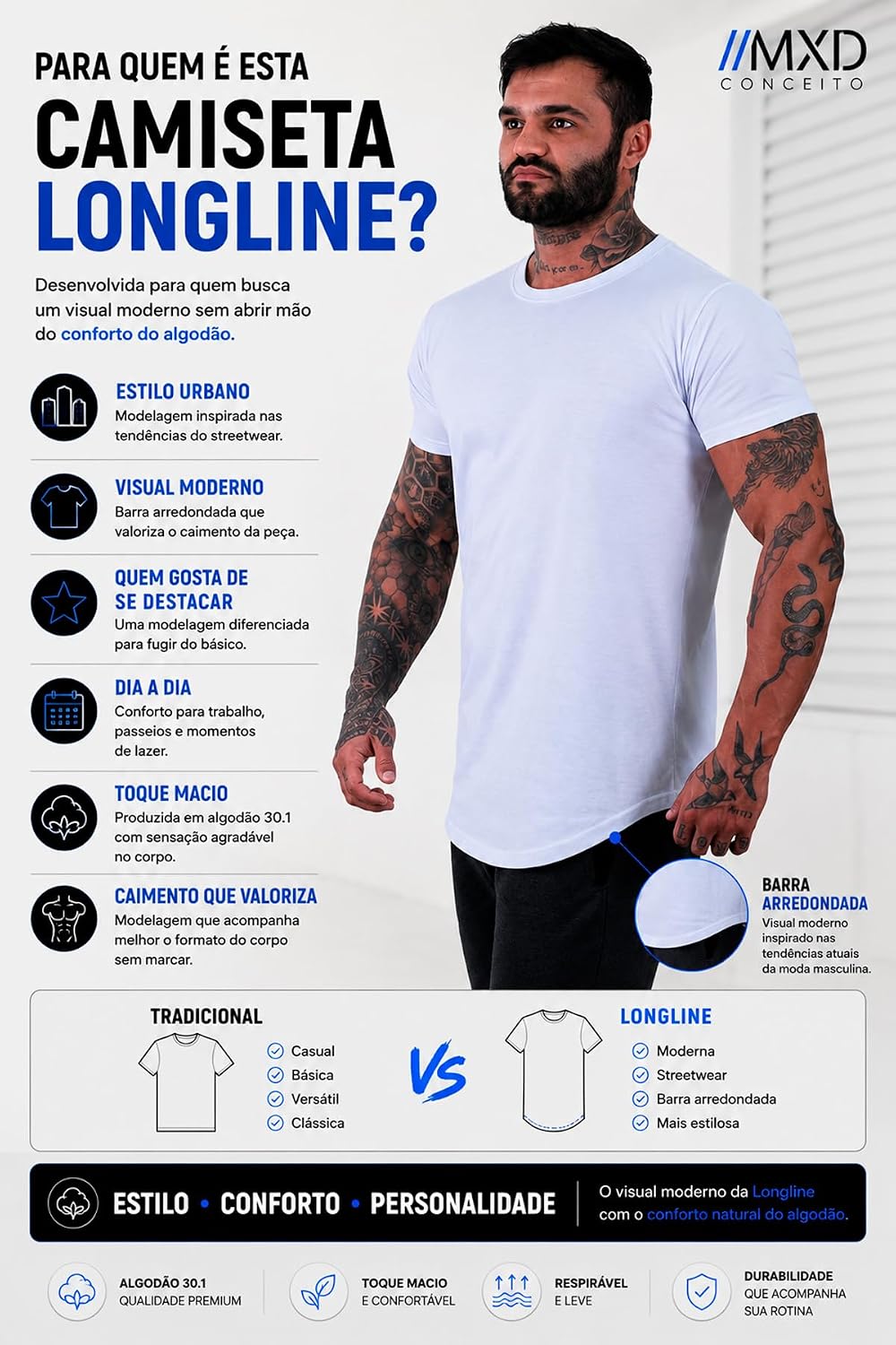 Camiseta Longline Masculina MXD Conceito Estampas Variadas Camiseta Longline Masculina MXD Conceito Estampas Variadas