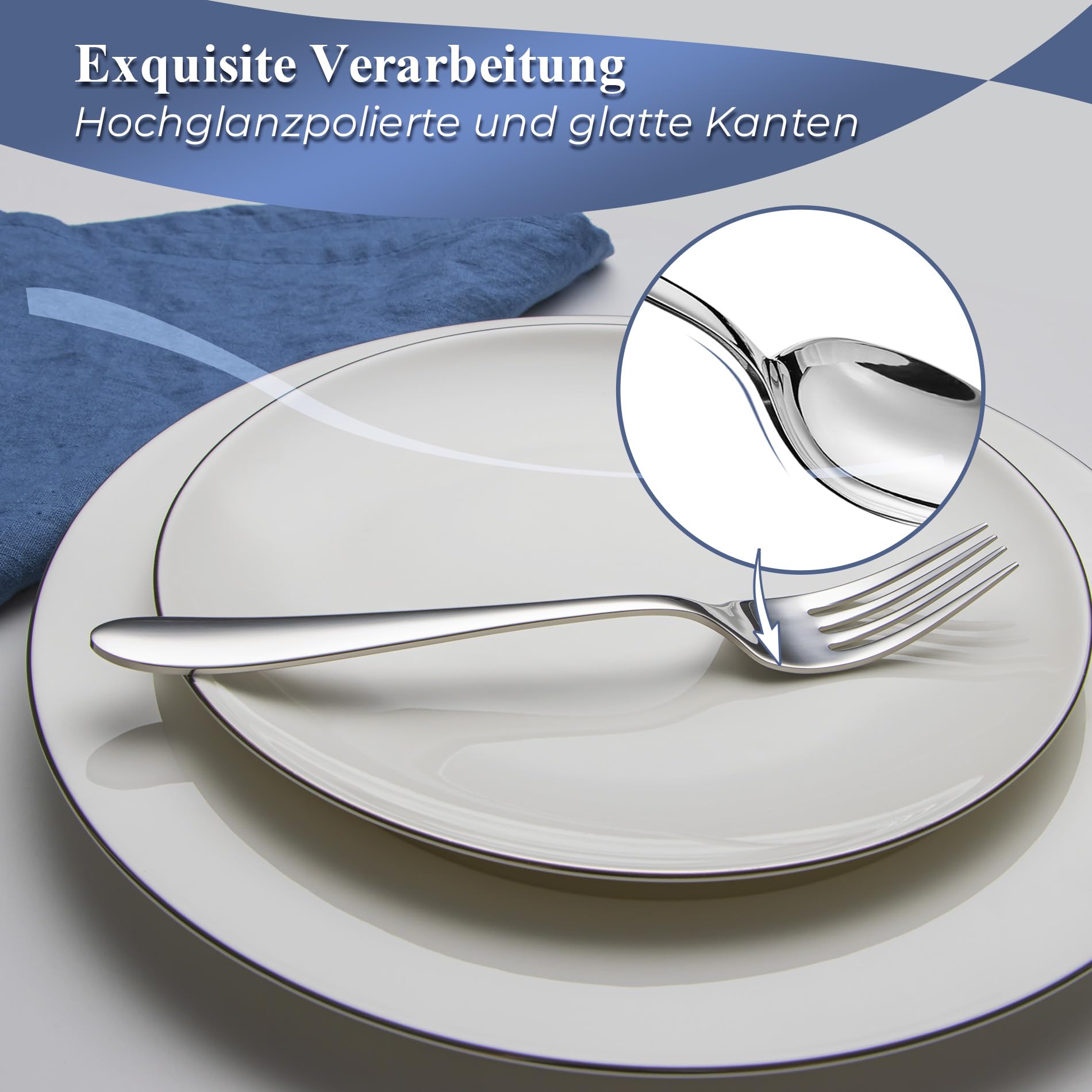 Set di 12 forchette da tavola in acciaio inox, con design senza tempo, per casa/ristorante/cucina, forchette grandi da 20 cm, lucidate a specchio, lavabili in lavastoviglie
